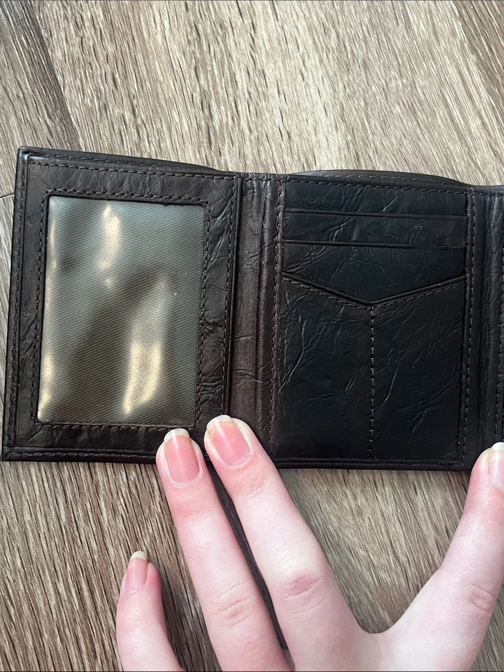 Fossil Black Neel Leather Men's Trifold Card Wallet